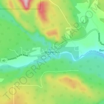 Topografische Karte Waiparous, Höhe, Relief