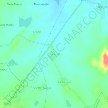 Topografische Karte Narsingi, Höhe, Relief
