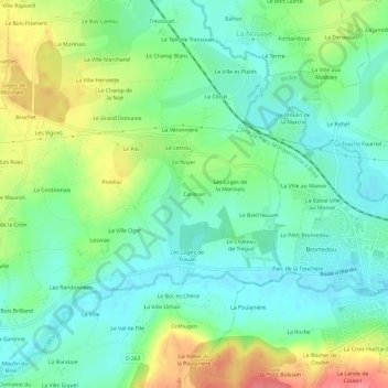 Topografische Karte Carissan, Höhe, Relief