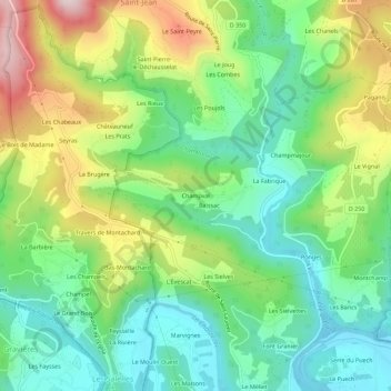 Topografische Karte Champval, Höhe, Relief