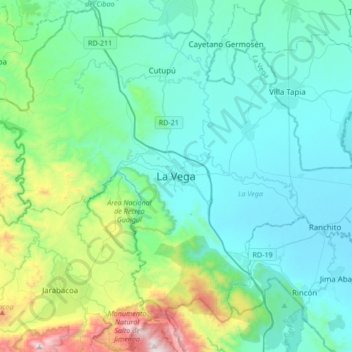 Topografische Karte La Vega, Höhe, Relief