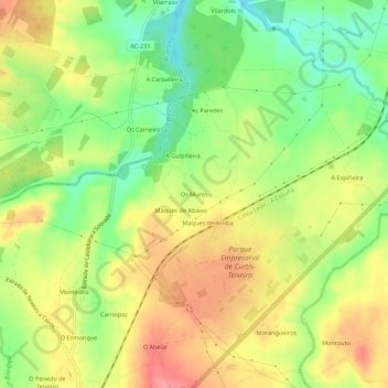 Topografische Karte Os Muros, Höhe, Relief