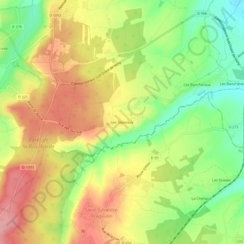 Topografische Karte Les Taureaux, Höhe, Relief