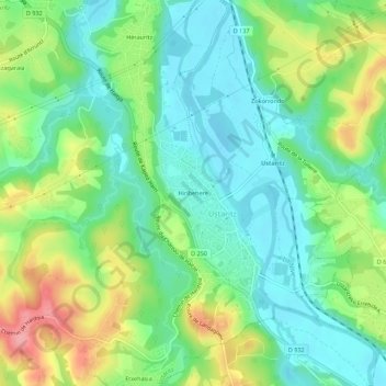 Topografische Karte Hiribehere, Höhe, Relief