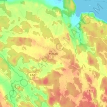 Topografische Karte Mogata, Höhe, Relief