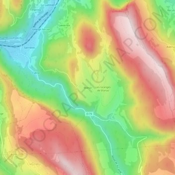 Topografische Karte Blanaz, Höhe, Relief