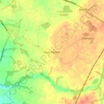 Topografische Karte Over Peover, Höhe, Relief