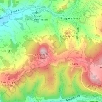 Topografische Karte Neuwart, Höhe, Relief