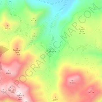 Topografische Karte Dodurga, Höhe, Relief