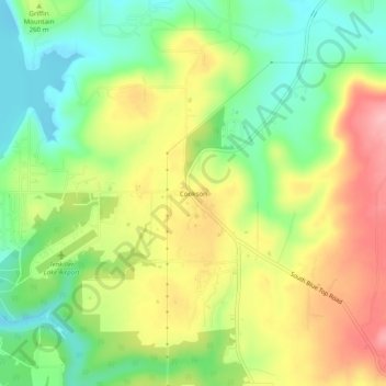 Topografische Karte Cookson, Höhe, Relief