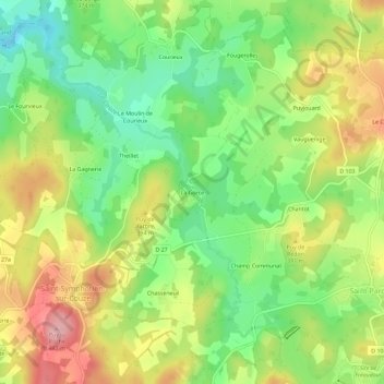 Topografische Karte La Gorce, Höhe, Relief