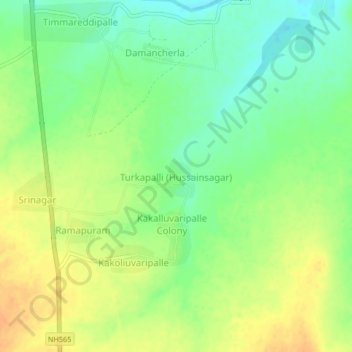 Topografische Karte Turkapalli (Hussainsagar), Höhe, Relief