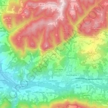 Topografische Karte Livelli, Höhe, Relief