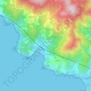 Topografische Karte Serra, Höhe, Relief