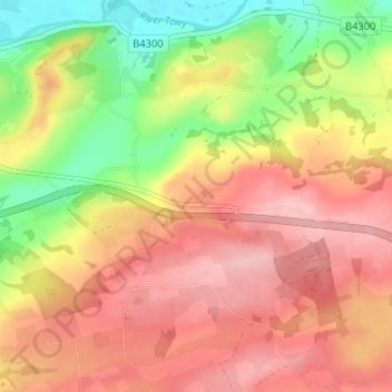 Topografische Karte Nantycaws, Höhe, Relief