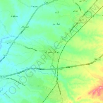 Topografische Karte Kot Najibullah, Höhe, Relief
