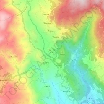 Topografische Karte Cumieira, Höhe, Relief