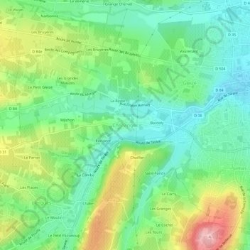 Topografische Karte Chervinges, Höhe, Relief
