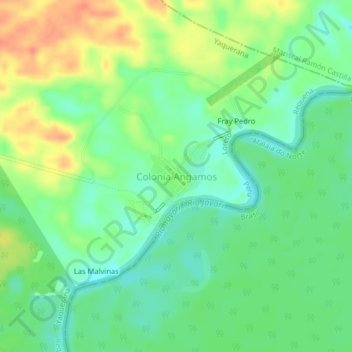 Topografische Karte Colonia Angamos, Höhe, Relief