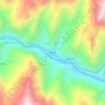 Topografische Karte Palcas, Höhe, Relief