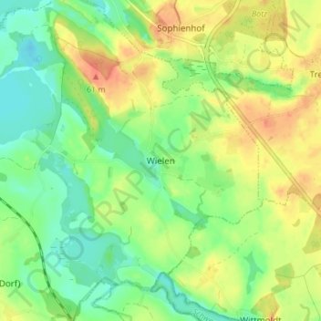 Topografische Karte Wielen, Höhe, Relief