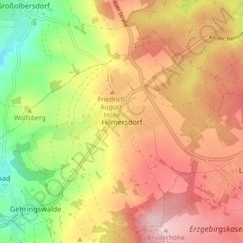 Topografische Karte Hilmersdorf, Höhe, Relief