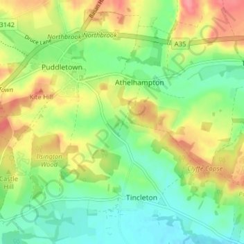 Topografische Karte South Admiston, Höhe, Relief
