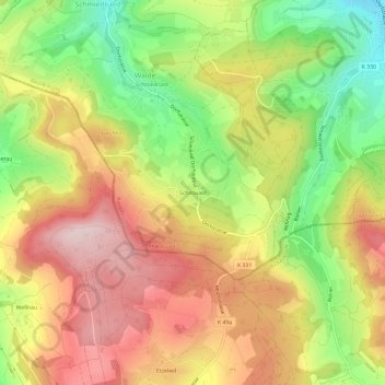 Topografische Karte Schiltwald, Höhe, Relief
