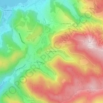 Topografische Karte Les Hauts Rupts, Höhe, Relief