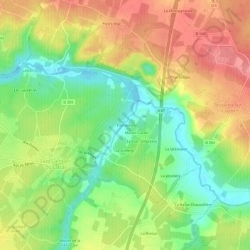 Topografische Karte Paimparé, Höhe, Relief