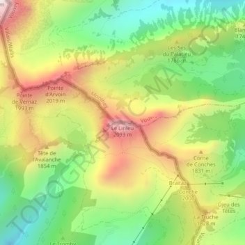 Topografische Karte Le Linleu, Höhe, Relief