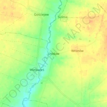 Topografische Karte Unisław, Höhe, Relief