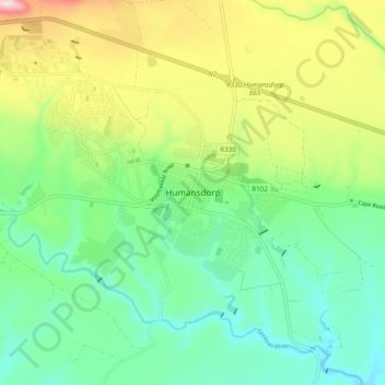 Topografische Karte Humansdorp, Höhe, Relief