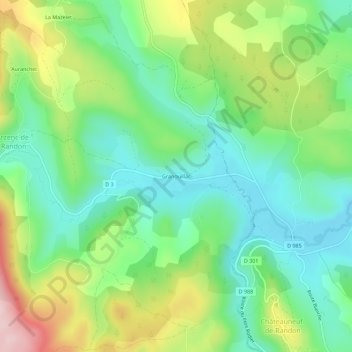 Topografische Karte Granouillac, Höhe, Relief