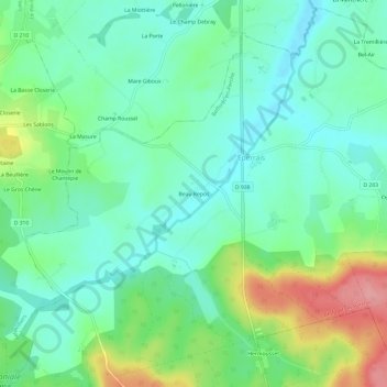 Topografische Karte Beau Repos, Höhe, Relief