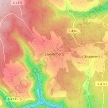 Topografische Karte Zwerenberg, Höhe, Relief