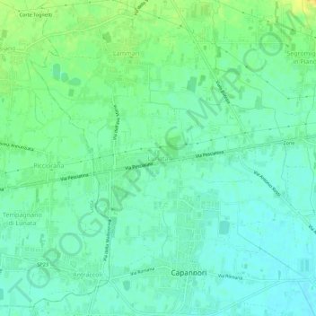 Topografische Karte Lunata, Höhe, Relief