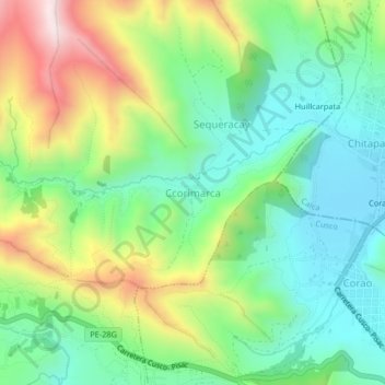 Topografische Karte Ccorimarca, Höhe, Relief