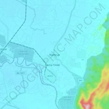Topografische Karte Namrup, Höhe, Relief