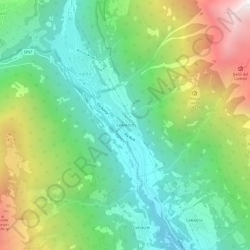 Topografische Karte Calledizzo, Höhe, Relief