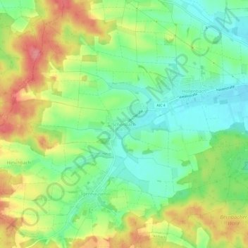 Topografische Karte Schönbach, Höhe, Relief