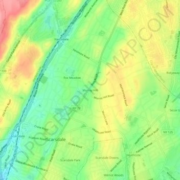 Topografische Karte Murray Hill, Höhe, Relief