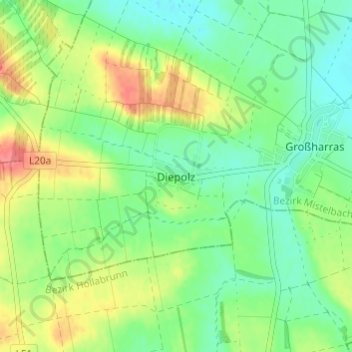 Topografische Karte Diepolz, Höhe, Relief