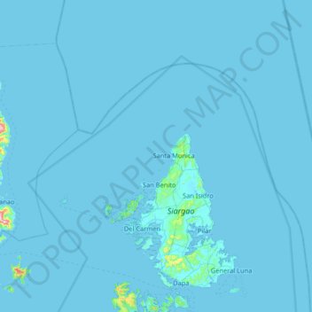 Topografische Karte Kambiling Island, Höhe, Relief