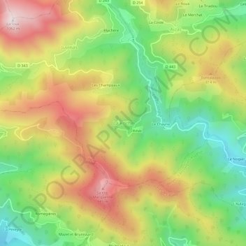 Topografische Karte La Roche, Höhe, Relief