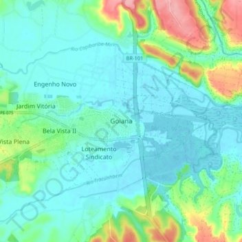 Topografische Karte Goiana, Höhe, Relief