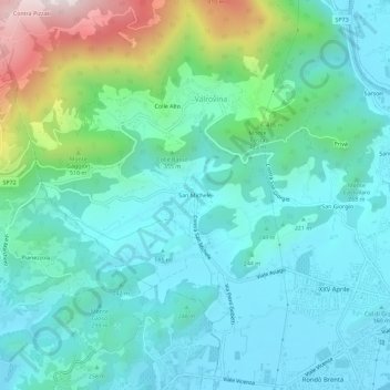 Topografische Karte San Michele, Höhe, Relief