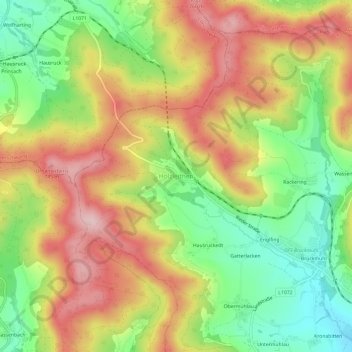 Topografische Karte Holzleithen, Höhe, Relief