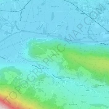Topografische Karte Spiegelsberg, Höhe, Relief