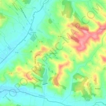 Topografische Karte La Nauze, Höhe, Relief